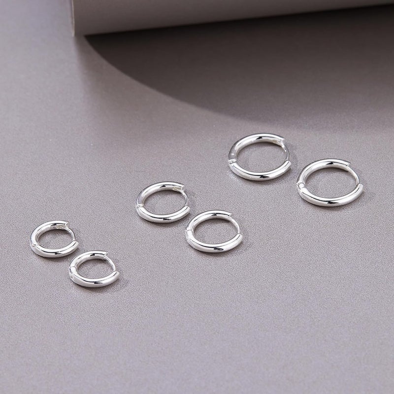 Poxtex Small Sterling Silver Huggie Hoop Earrings Set for Women, Hypoallergenic 14K Gold Plated Hoops Stacks for Multiple Piercings, Dainty Cute Mini Lightweight Cartilage Studs Trendy Jewelry Gift - Image 5